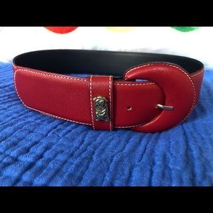 Oliver by Valentino Red Leather Belt Italy Size XS